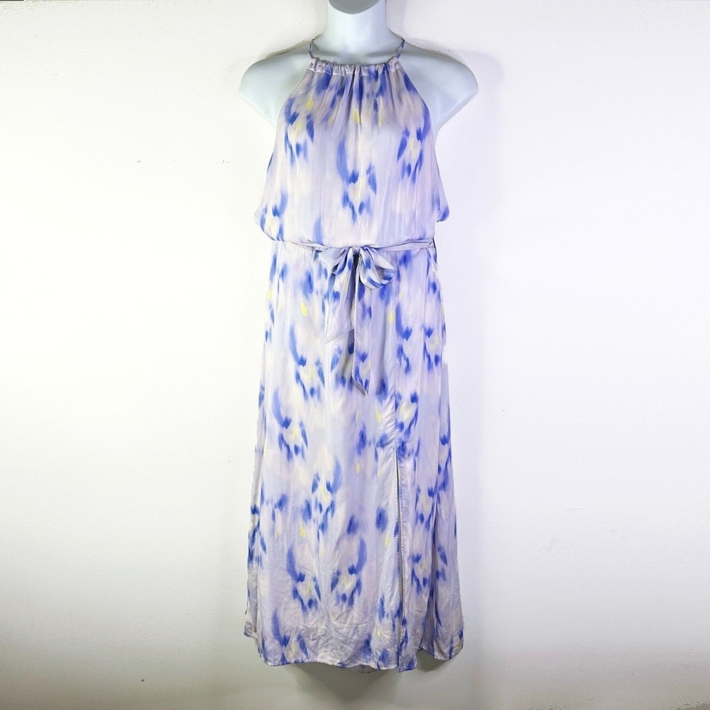 Cloth & Stone Dress Women XL Tie Dye Lavender Purple Halter Maxi Slit Boho Flowy